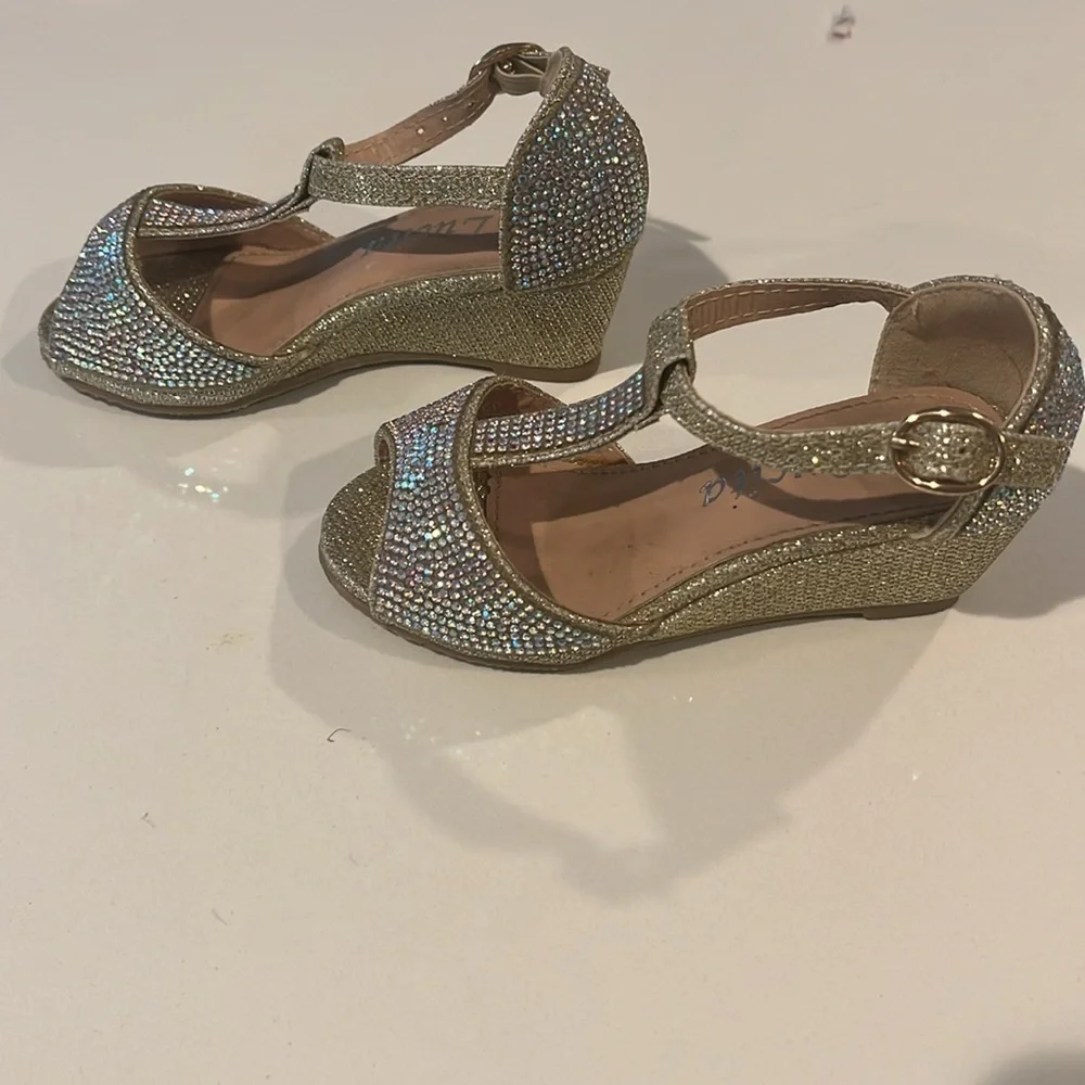 Gold sequined children’s dress shoes